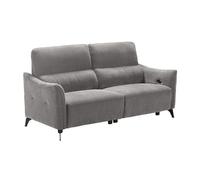 BURGOS - Canapé 3 Places Electrique Tissu Waterproof Gris -