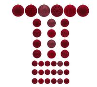 Burgundy Christmas Balls, Elegant Holiday Ornament Set, 36-Piece Multi-Color Ball Décor with Soft Velvet Finish for Tree Styling, Shatterproof Baubles with Secure Hanging Caps for Home Décor