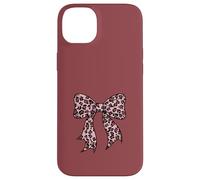 Burgundy Leopard Print Bow Trendy Girls Coquette Aesthetic Coque pour iPhone 14 Plus