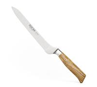 Burgvogel Solingen Couteau à Pain, 20 cm en Bois d'olivier forgé, Oliva Line, Bord dentelé, Inoxydable, Brillant, Tranchant