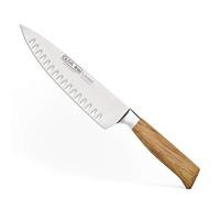 Burgvogel Solingen Couteau de Chef 20 cm en Bois d'olivier forgé, Oliva Line, Inoxydable, Couteau de Cuisine Allemand à Bord festonné, Brillant, Tranchant