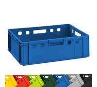 BURI 1 caisse à viande E2 bleue 60 x 40 x 20 cm Caisse de stockage, boîte de stockage, boîte à maïs, boîte à boucher, caisse Eurobox, fabriquée en Allemagne, adaptée à un usage alimentaire, robuste