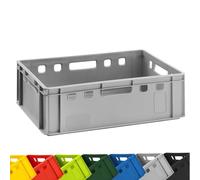 BURI 1 caisse à viande E2 grise 60 x 40 x 20 cm Caisse de stockage, boîte à maïs, boîte à boucher, caisse Eurobox, fabriquée en Allemagne, adaptée à un usage alimentaire, robuste, empilable