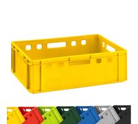 BURI 1 caisse à viande E2 jaune 60 x 40 x 20 cm Caisse de stockage, boîte à maïs, boîte à boucher, caisse Eurobox, fabriquée en Allemagne, adaptée à un usage alimentaire, robuste, empilable