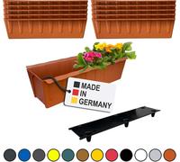 BURI 10 inserts de jardinières pour palettes Euro avec tapis d'arrosage | 37,3cm terre cuite | Jardinière pour palette Euro | Balconnière | Pot de fleurs | en plastique solide | Germany
