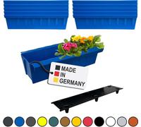 BURI 10 inserts de jardinières pour palettes Euro, tapis d'arrosage inclus | avec système de suspension à accrocher | 37,3cm bleu | jardinière pour palette Euro | balconnière | pot de fleurs | extrême