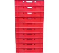 BURI 10 pièces caisse à viande E1 caisse de stockage 60x40x12,5 cm caisse de boucherie Eurobox d'Allemagne qualité alimentaire, robuste, empilable, couleur:rouge