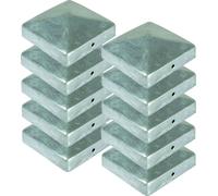 BURI 10x Chapeau de poteau Pyramide 71x71 mm Chapeau de clôture Chapeau de poteau décoratif Galvanisé à chaud