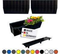 BURI 12 inserts de jardinières pour palettes Euro avec tapis d'arrosage | 37,3cm noir | Jardinière pour palette Euro | Balconnière | Pot de fleurs | en plastique solide | Germany