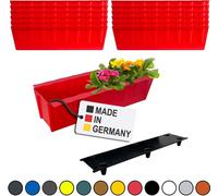 BURI 12 inserts de jardinières pour palettes Euro avec tapis d'arrosage | 37,3cm rouge | Jardinière pour palette Euro | Balconnière | Pot de fleurs | en plastique solide | Germany