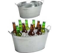 BURI 2x Bac à boissons avec anse 24 litres - Bac en zinc étanche Refroidisseur de boissons - Grand seau à champagne & champagne, seau à glace, seau à glace pour garden-party avec impression