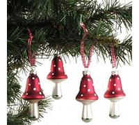 BURI 4 décorations de sapin de Noël en forme de champignons de 8 cm en verre