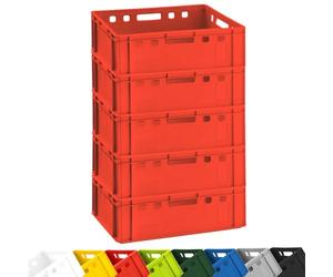 BURI 5 x boîtes pour bouchers, E2, 60 x 40 x 20 cm, pour aliments, robustes, empilables, universelles, fabriquées en Allemagne, couleur : rouge