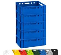 BURI 5x bac à viande E2 Metzgerkiste 60 x 40 x 20 cm, résistant aux aliments, robuste, empilable - Caisse de rangement universelle Eurobox d'Allemagne, Bleu