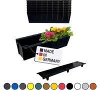 BURI 6 inserts de jardinières pour palettes Euro avec tapis d'arrosage | 37,3cm noir | Jardinière pour palette Euro | Balconnière | Pot de fleurs | en plastique solide | Germany
