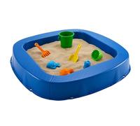 BURI Bac à sable en plastique de qualité supérieure - 150 x 150 x 20 cm - Bleu - Fabriqué en Allemagne - Bac à sable robuste pour le jardin - Jouet pour enfants à creuser avec du sable ou du gravier -