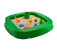 BURI Bac à sable en plastique de qualité supérieure - 150 x 150 x 20 cm - Vert - Fabriqué en Allemagne - Bac à sable robuste pour le jardin - Jouet pour enfants à creuser avec du sable ou du gravier -