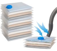BURI Basics XL Sacs sous vide pour vêtements - paquet de 12 Jumbo 100x80 cm - valve étanche à l'air, fermeture éclair, transparent