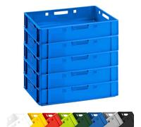 BURI Caisse à viande E1 60 x 40 x 12,5 cm | Caisse à viande plate | Caisse empilable extrêmement polyvalente | Qualité alimentaire, robuste, empilable (bleu)