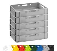 BURI Caisse de rangement E1 60 x 40 x 12,5 cm | Caisse à viande plate | Caisse empilable extrêmement polyvalente | Qualité alimentaire, robuste, empilable (gris)