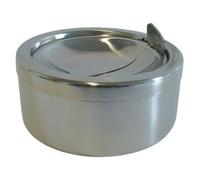 BURI Cendrier avec couvercle - 12 x 6,5 cm - Cendrier tempête pour l'extérieur - Cendrier coupe-vent en acier inoxydable - Cendrier pour les déplacements - Cendrier de voyage rond pliable