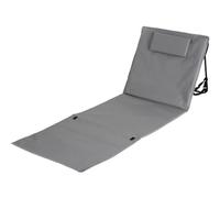 BURI Chaise longue de plage pliable avec dossier et repose-tête - Gris - Moderne - Acier allié - Polyester - Sac de transport - Dossier réglable - 155 x 54,5 x 53 cm
