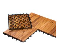 BURI Dalles de balcon en bois 2 m² - 30 x 30 cm - Sol résistant aux intempéries - En bois d'acacia - Dalles de terrasse avec système de clic