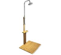 BURI Douche de jardin en pin huilé avec fer galvanisé 75 x 75 x 221 cm - Douche de jardin extérieure avec plaque de sol - Douche de piscine extérieure Douche en bois