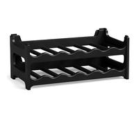 BURI Étagère à vin empilable en plastique noir | Étagère à bouteilles extensible pour 12 à 48 bouteilles | Étagère stable pour boissons de cuisine, cave, bar | Étagère de rangement facile à nettoyer