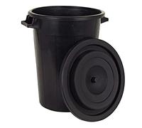 BURI Fût universel robuste et polyvalent de 100L en noir avec couvercle - Parfait comme tonne à eau, conteneur à déchets ou poubelle pour une utilisation domestique ou commerciale.