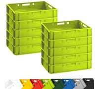 BURI Lot de 10 caisses à viande E1 - 60 x 40 x 12,5 cm - Vert clair - Caisses plates empilables en provenance d'Allemagne - Qualité alimentaire, robustes et empilables