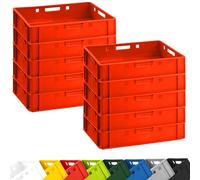 BURI Lot de 10 caisses à viande euro E1 - Qualité alimentaire - 60 x 40 x 12,5 cm - Couleur : rouge