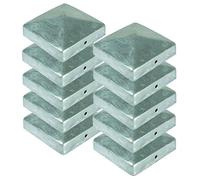 BURI Lot de 10 capuchons de clôture pour poteaux en bois - Pyramide - 71 x 71 mm - En métal galvanisé à chaud - Pour poteau - Accessoire de jardin