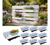 BURI Lot de 10 inserts de jardinière euro avec tapis d'irrigation | avec système de suspension | 37,3 cm blanc | jardinière pour palette européenne | jardinière de balcon | pot de fleurs | extrêmement