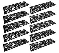 BURI Lot de 10 tapis d'escalier en caoutchouc, aspect fonte, 76,3 x 25,5 cm, tapis d'escalier, tapis d'escalier intérieur et extérieur, tapis en caoutchouc rectangulaire, noir