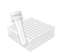 BURI Lot de 100 pétillons avec couvercle blanc - Récipients de géocaching 9 cm x Ø 2,1 cm - En PET transparent étanche - Tubes à visser - Pour l'extérieur