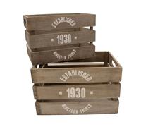 BURI Lot de 2 caisses décoratives en bois - Style vintage - Aspect usé