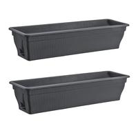 BURI Lot de 2 jardinières 80 cm Réservoir d'eau anthracite 18 l - Résistante aux intempéries Jardin et balcon - Gris