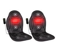 BURI Lot de 2 sièges de massage pour voiture 12 V avec fonction chauffante commutable - Tapis de massage 108 x 48 cm Noir - 4 moteurs de massage 13 programmes Télécommande - Coussin de siège auto pour