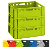 BURI Lot de 3 caisses à viande E2 - Vert clair - 60 x 40 x 20 cm - Caisses de stockage, de boucherie - En Allemagne - Qualité alimentaire - Robuste et empilable