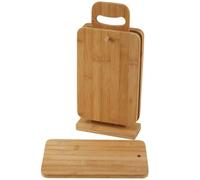 BURI Lot De 4 Découpettes En Bambou Avec Support Nature Rectangulaire
