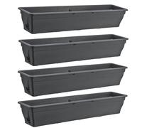 BURI Lot de 4 Jardinière 100 cm Auto-arrosage Anthracite 25 L Rectangulaire