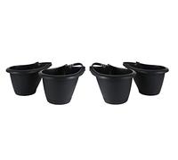 BURI Lot de 4 pots de fleurs ronds pour gouttières avec support - Tuyau de descente - Pot de fleurs noir - 4 pièces