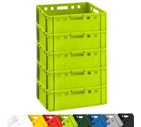 BURI Lot de 5 caisses à viande E2 - 60 x 40 x 20 cm - Qualité alimentaire - Robustes et empilables - Caisses de rangement universelles - En provenance d'Allemagne - Vert clair