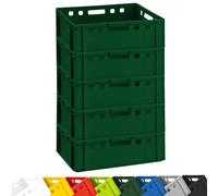 BURI Lot de 5 caisses à viande E2 - 60 x 40 x 20 cm - Qualité alimentaire - Robustes et empilables - Fabriquées en Allemagne - Vert foncé