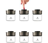 BURI Lot de 6 bocaux de conservation sous vide 450ml | Bocaux en verre avec couvercle en acier inoxydable et mécanisme de clic sous vide | Hermétique, anti-mites, anti-fuites, empilable, lavable au