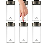 BURI Lot de 6 bocaux de conservation sous vide de 1950 ml | Bocaux de conservation en verre avec couvercle en acier inoxydable et mécanisme à clic sous vide | Hermétiques, anti-mites, empilables et