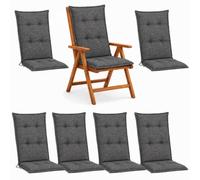 BURI Lot de 6 coussins de chaise de jardin à dossier haut - 117 x 49 x 6 cm - Résistants aux intempéries - Avec noyau en mousse et tissu non tissé - Sangles de fixation et cordons de serrage