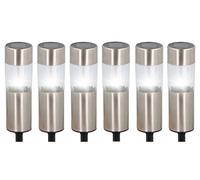 BURI Lot De 6 Lampes Solaire LED Extérieures En Acier Inoxydable Silver, 15 Cm