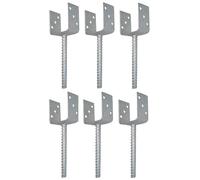 BURI Lot de 6 supports de poteaux en U pour poteaux de clôture - 9 x 9 cm - À encastrer dans le béton - Galvanisés